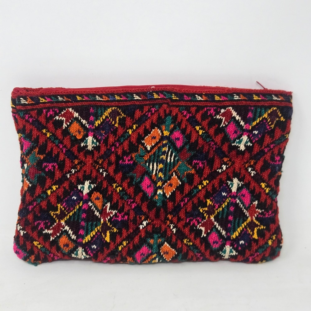 Handmade Albanian Kilim Clutch Bag Multi Color‎ Geometric Tapestry Woven Pouch